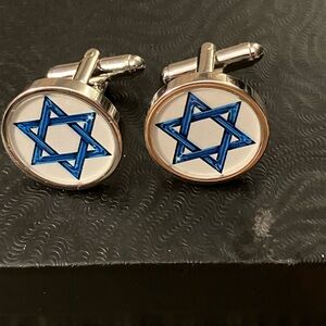 Star of David Silver and Blue Cufflinks in a gift box🥰